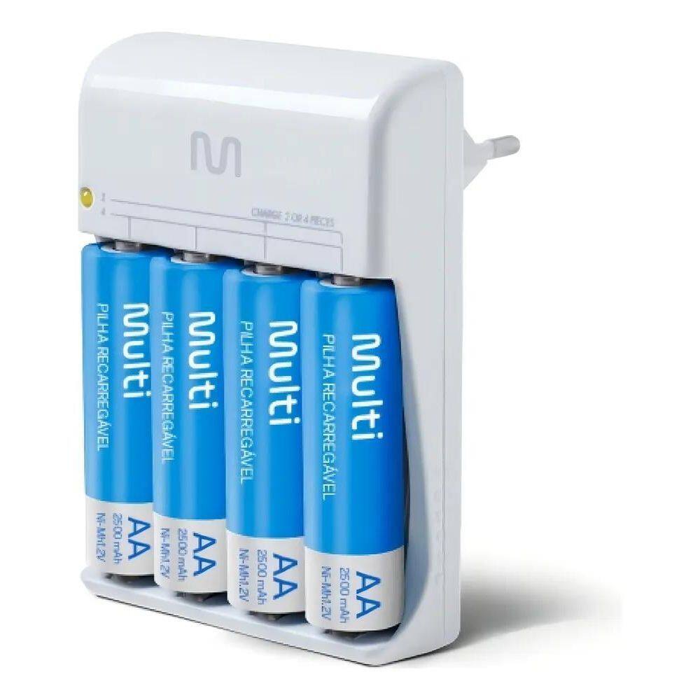 2X Multilaser Cb054 Carregador De Pilhas 4 Pilhas Recarregáv