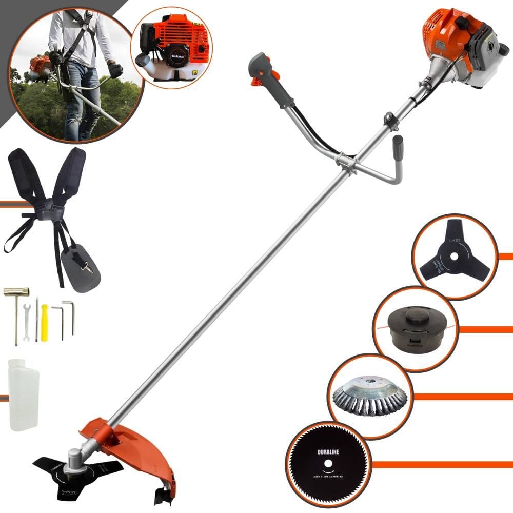 Roçadeira Máquina de Corta Grama À Gasolina RL520ACG2 52cc 2HP Alta Rotação Com Carretel e Lâmina 3 Pontas + EXTRA Lâmina 80 Dentes e Escova de Aço