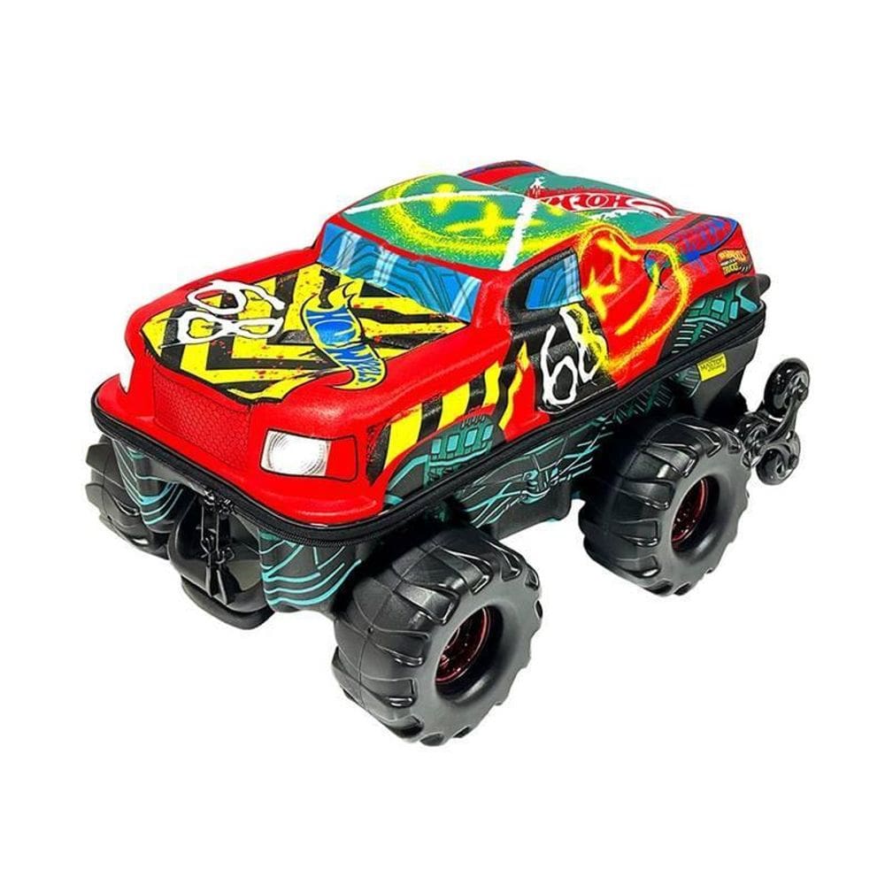 Mala De Viagem Infantil Com Rodinha Hot Wheels Monster Truck