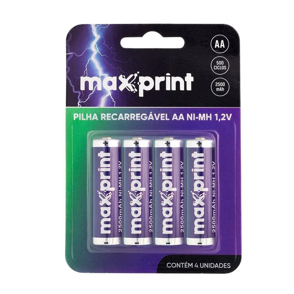 Pilha Recarregavel Maxprint Aa 1,2V 2500Mah C/4