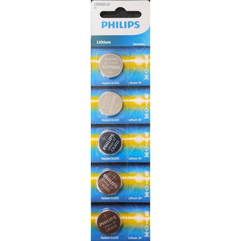 Kit Com 5 Baterias Cr2025 Philips 3V Cartela C/5 Unidades