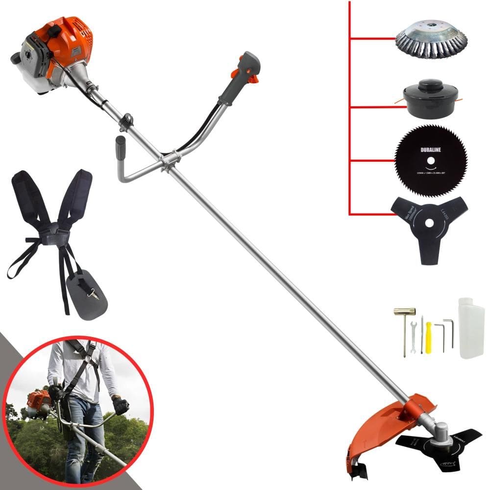 Roçadeira Profissional Tekna RL520ACG2 À Gasolina 52cc 13.000rpm 2HP 4 Opções de Corte Com Faca 3 Pontas, Faca 80 Dentes, Escova de Aço e Carretel