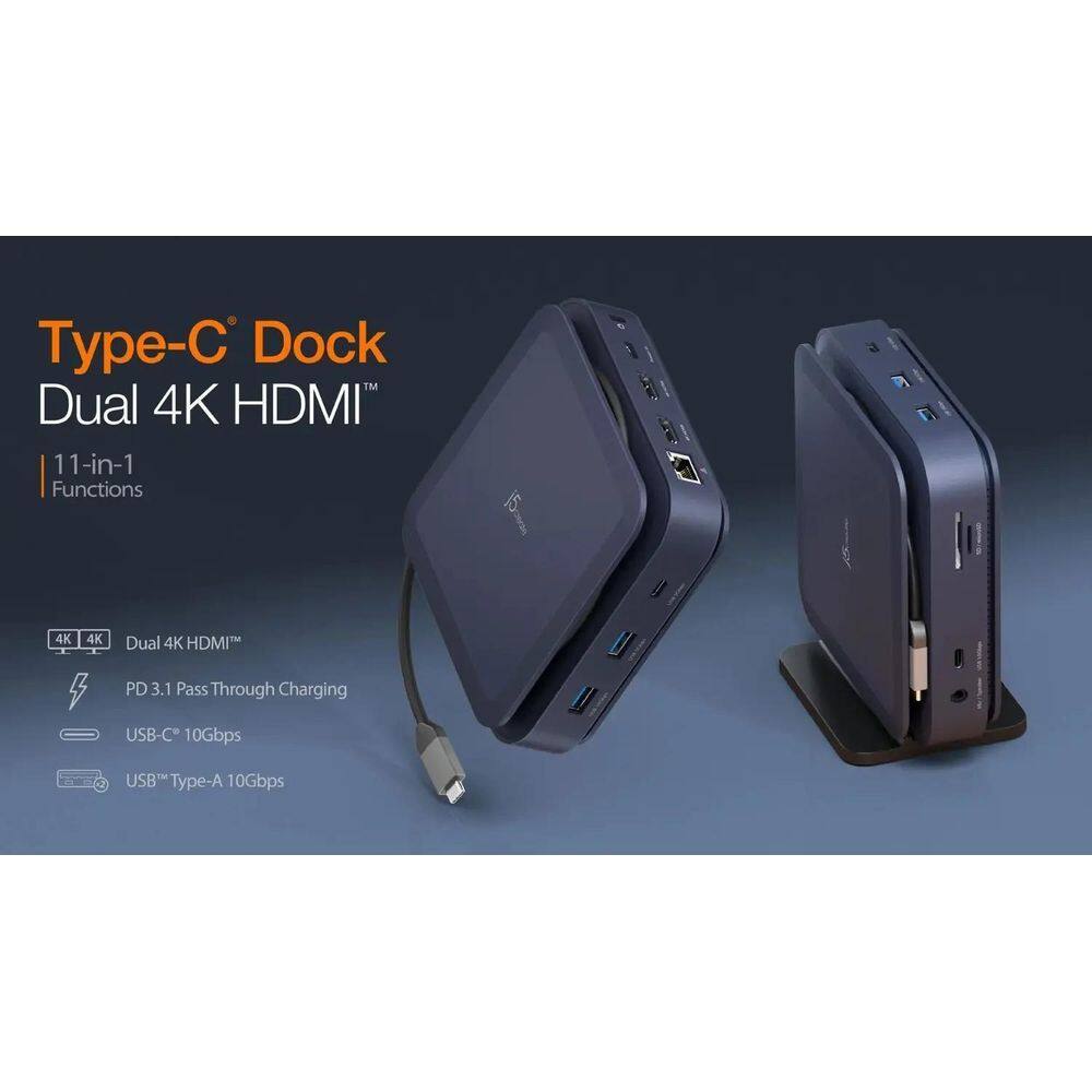 Docking Station Hub Adaptador 11 Em 1 Hub Usbc Dual 4K Hdmi
