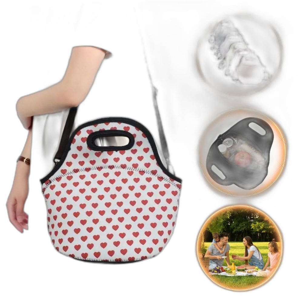 Bolsa Lancheira Térmica Neoprene Adulto Infantil Coração