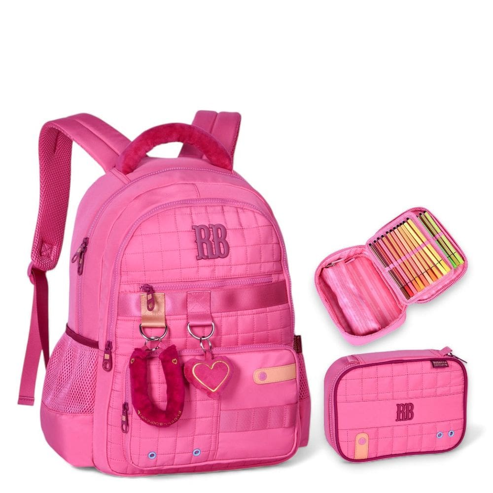 Kit Mochila Costa Estojo Box Rebecca Bonbon Com Pelúcia
