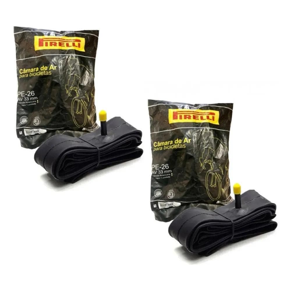2X Par Câmara Ar Bicicleta Pirelli Aro 26 Bico Grosso Butyl