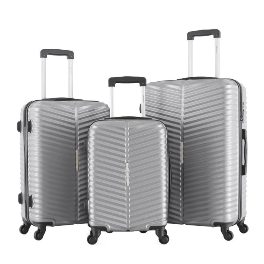 Conjunto 3 Malas Viagem Tamanho P M G Abs Cor Cinza Prateado