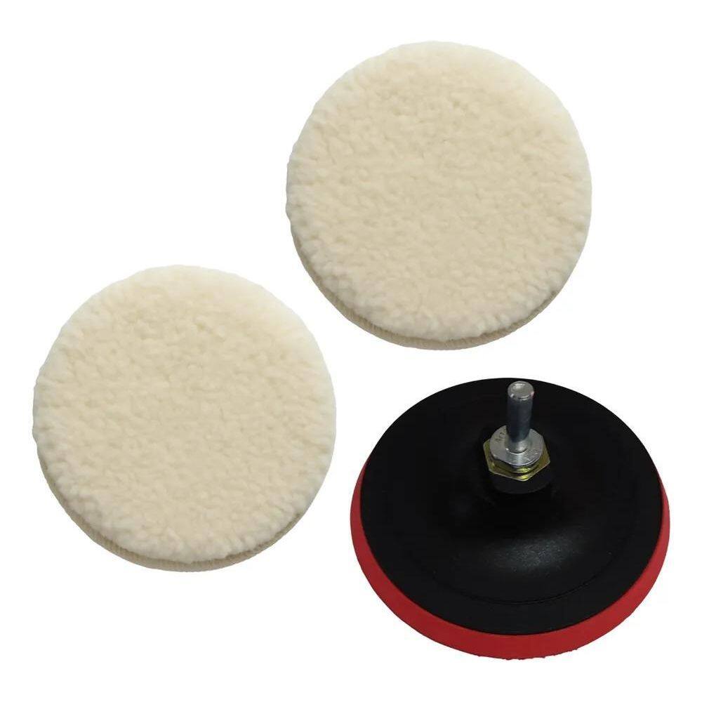 2X Kit Polimento Automotivo Suporte Disco 125Mm + Boinas Lã