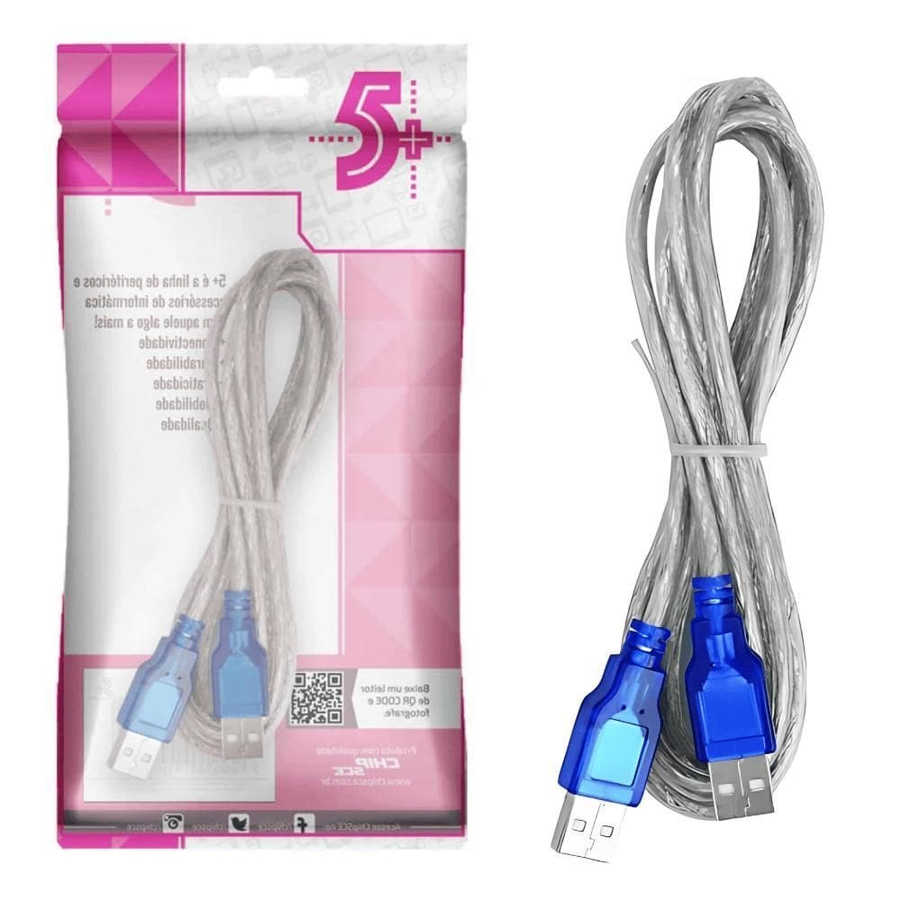 Cabo Usb A Macho X Usb A Macho Cristal Usb 2.0 1.8M 18-0069