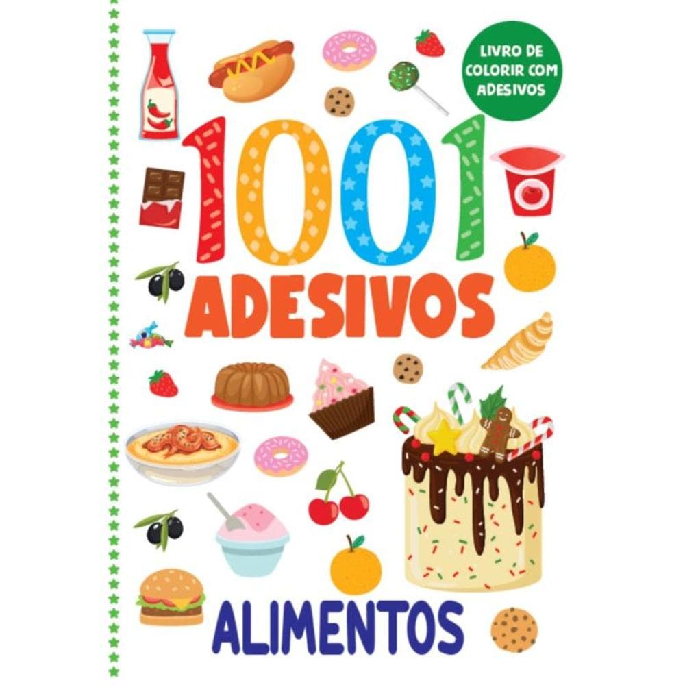 Livro de Colorir com Adesivos - 1001 Adesivos - Alimentos