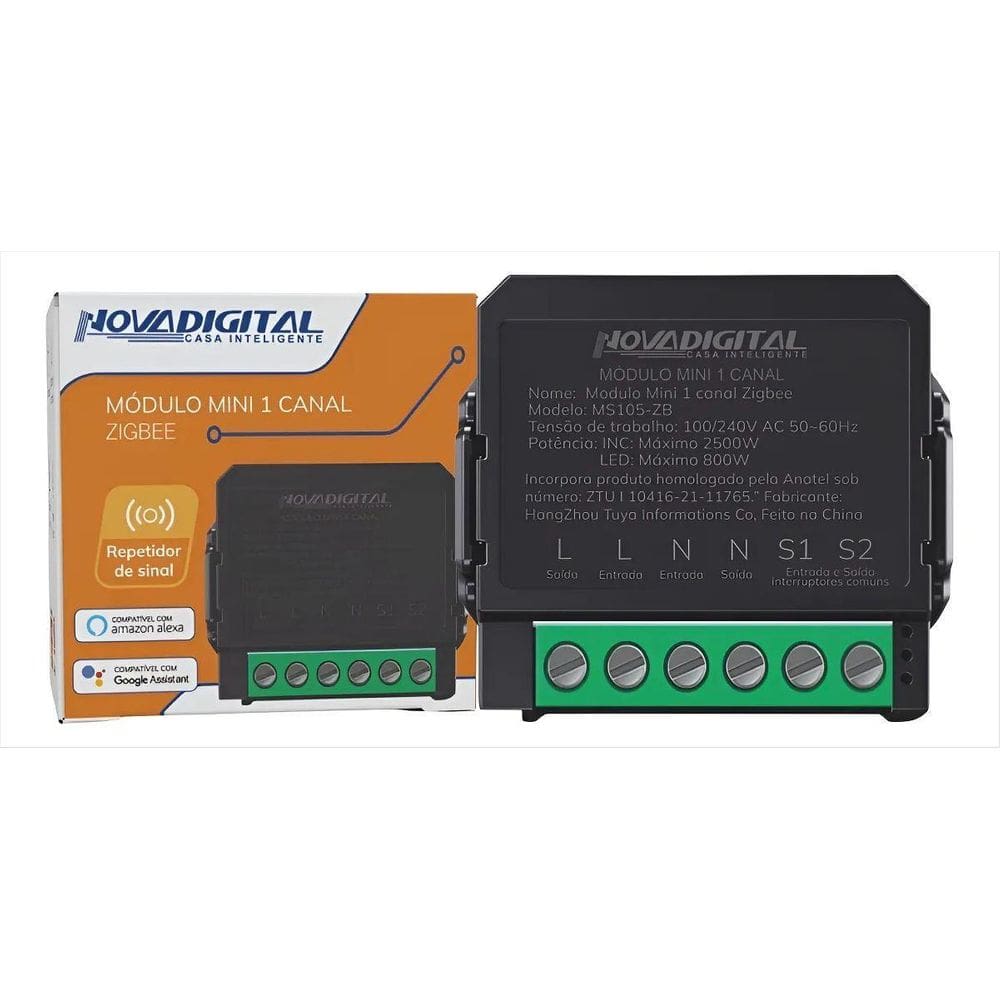 Módulo Mini Relé Inteligente Zigbee 1 Canal Novadigital