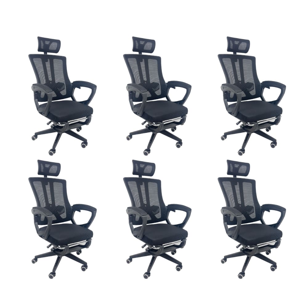 Kit 6 Cadeiras de Escritório Oficial Paris Preto