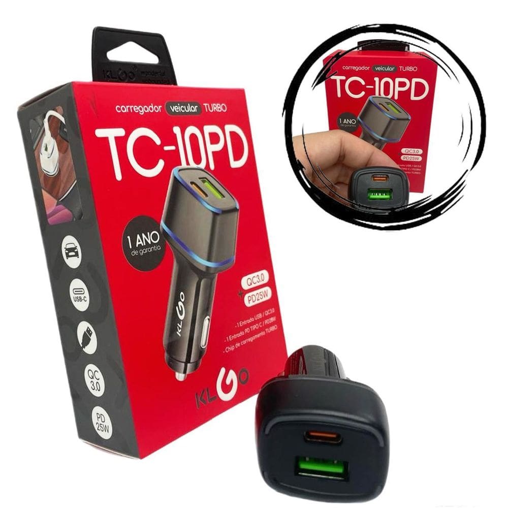 Carregador Veicular 2 Entradas Usb C Usb A 25W