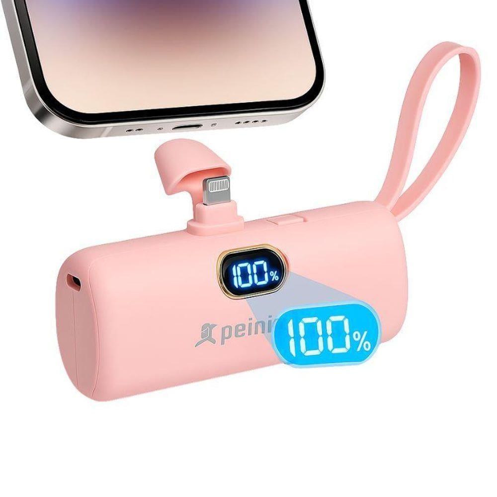 Carregador Portátil Rosa Power Bank 5000Mah Carga Rápida