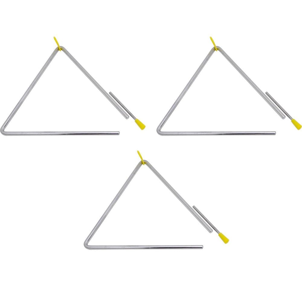 Kit 3 Triângulos Musicais Cromados 10” 25cm New York