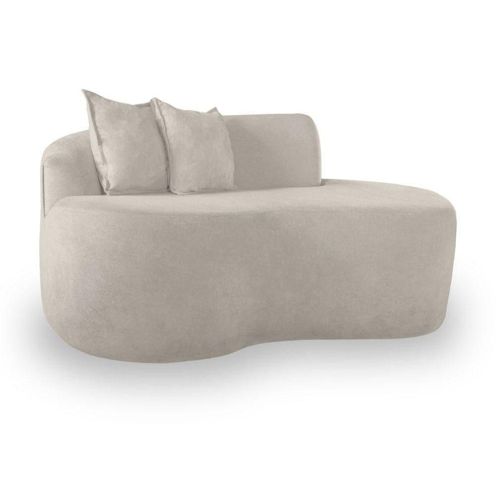 Sofá Sala Curvo 2 Lugares Bouclé Bege