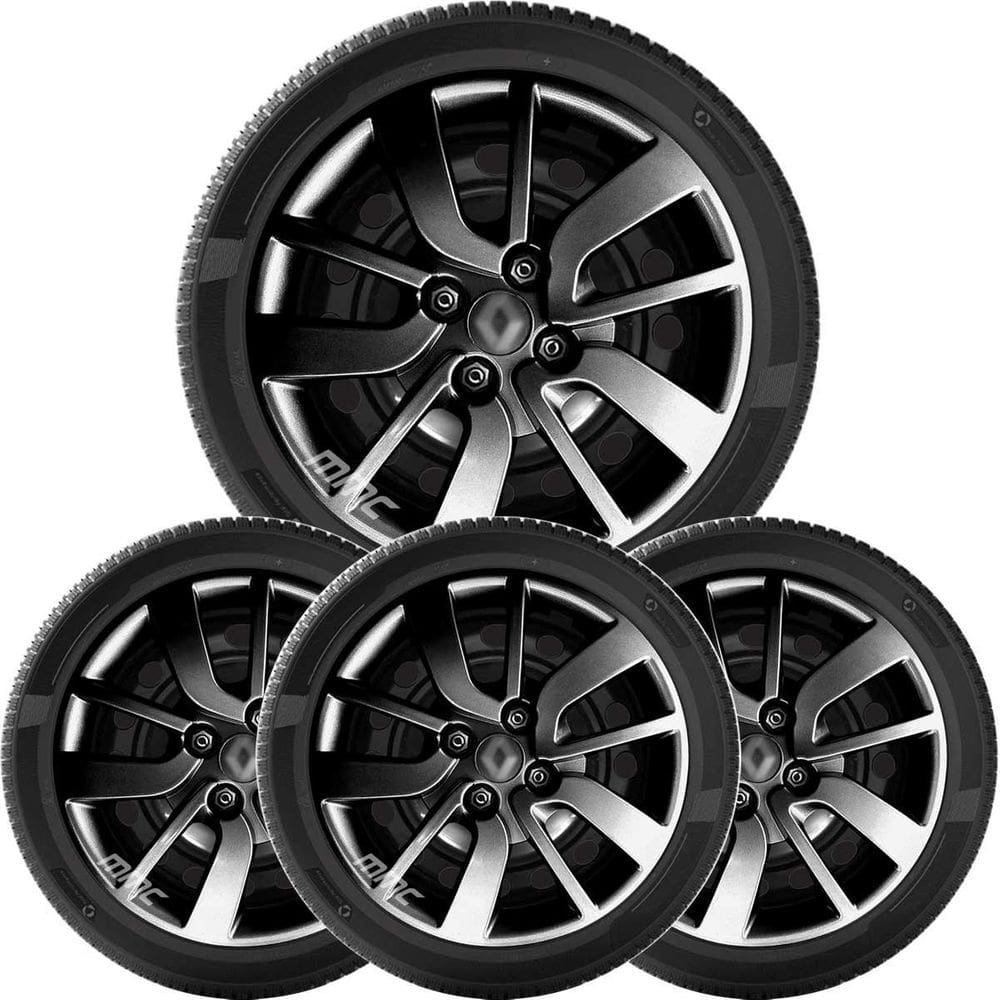 4X Calota Sandero Logan Aro 15 Black Com Logo Relevo 6005