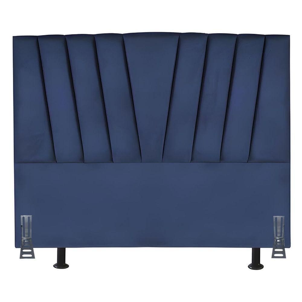 Cabeceira Cama Box Casal 140 Cm Ludmilla Em Suede Com Frame Cor:azul Marinho