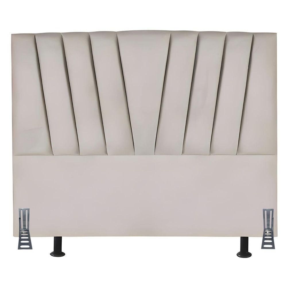 Cabeceira Cama Box Casal 140 Cm Ludmilla Em Corino Com Frame Bege