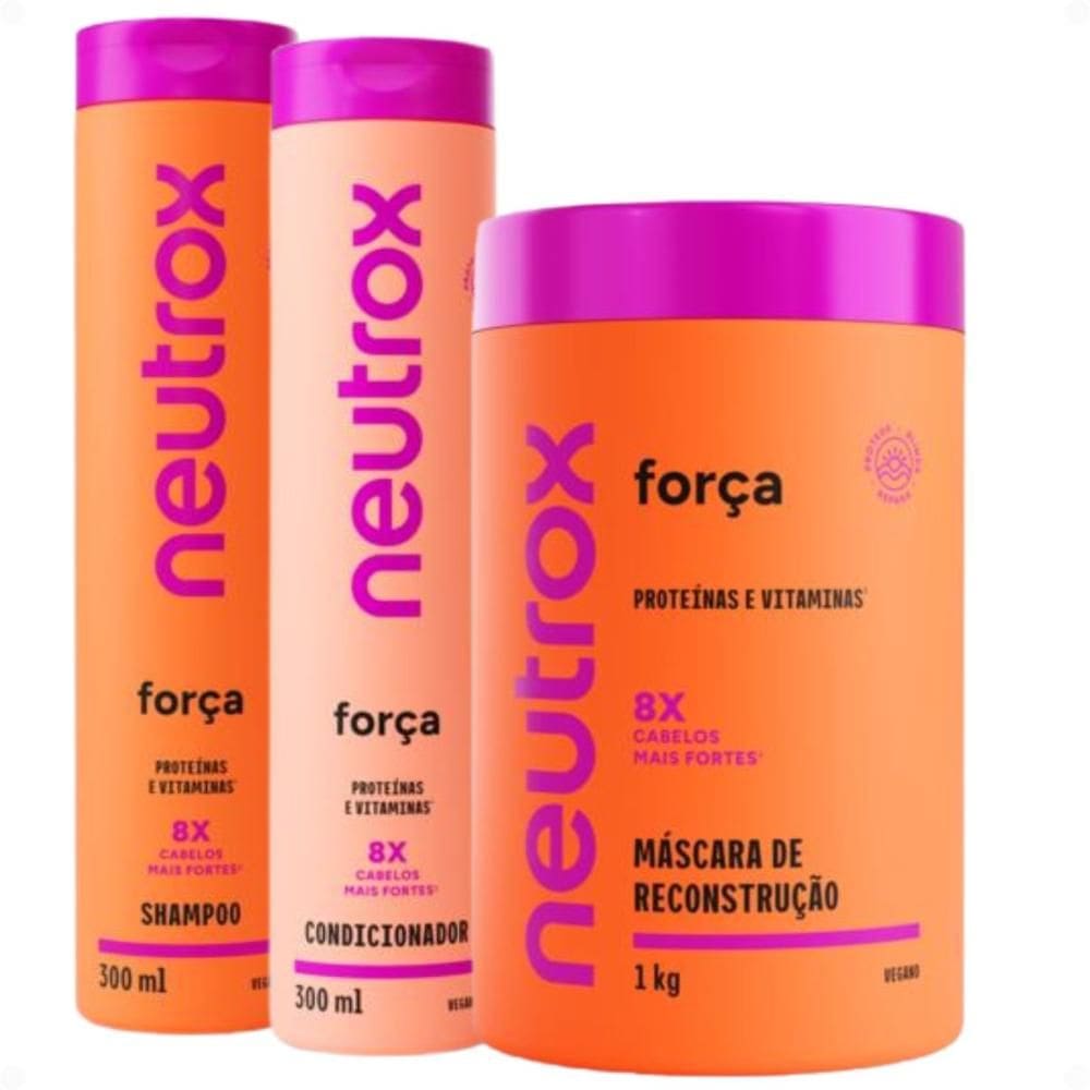 Kit Neutrox Força Proteínas e Vitaminas: Shampoo, Condicionador 300ml e Máscara Capilar 1kg