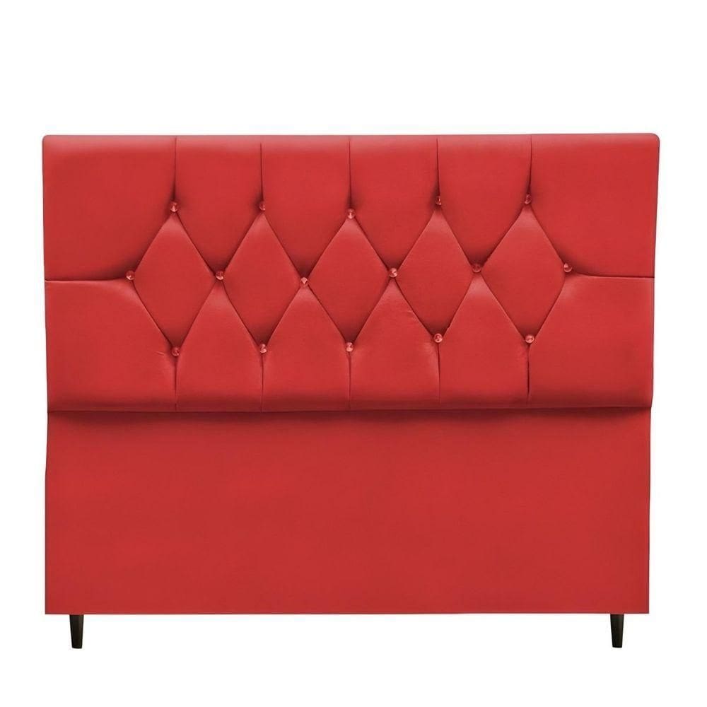 Cabeceira Cama Box Estofada Queen 160 Cm Geovana Suede Vermelho