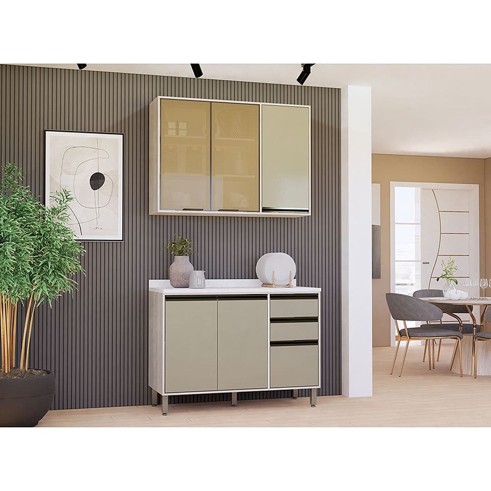 Cozinha Compacta 2 Pecas com Tampo Linea Luciane Moveis