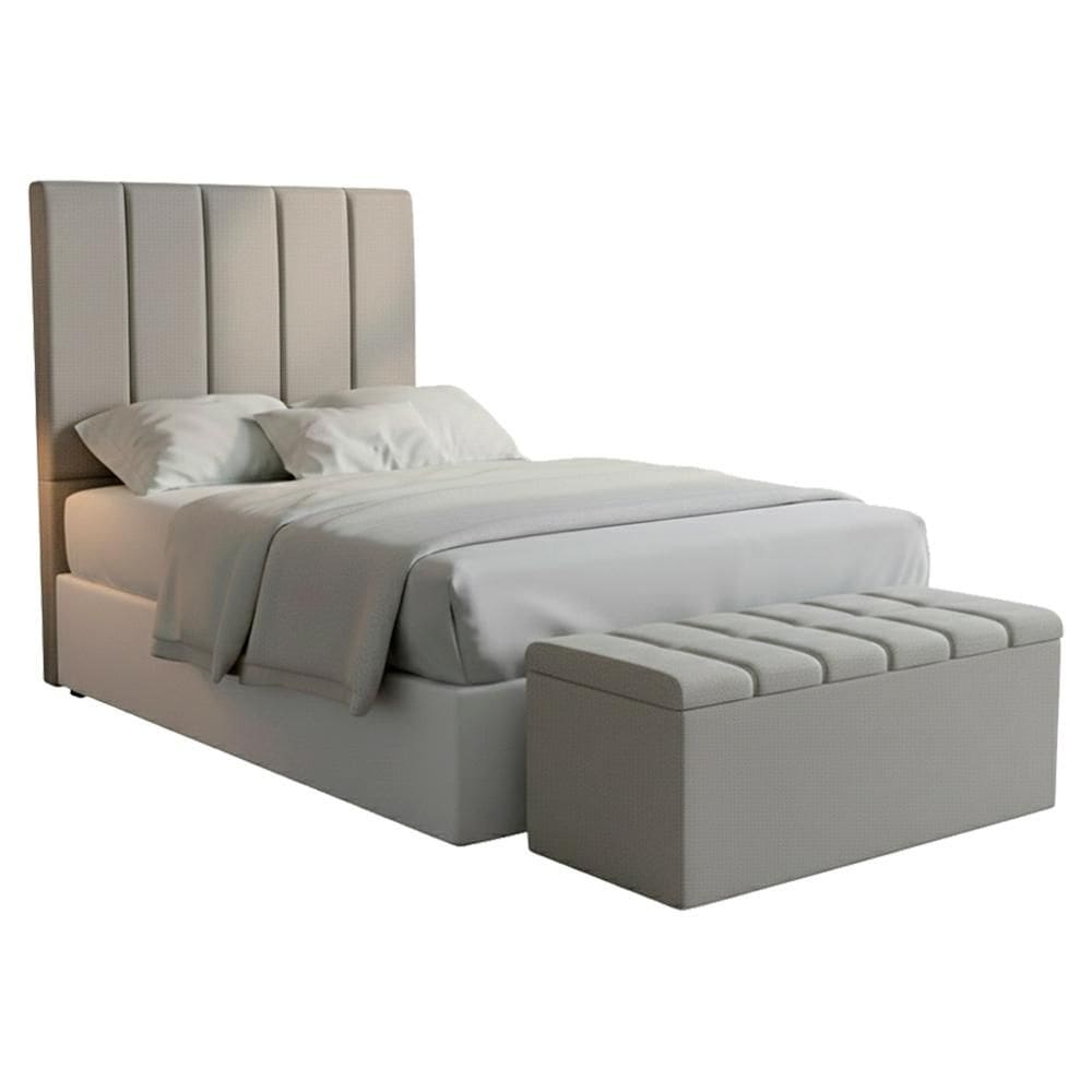 Cabeceira e Recamier Bau Solteiro 100 cm Dalia Linho Artte