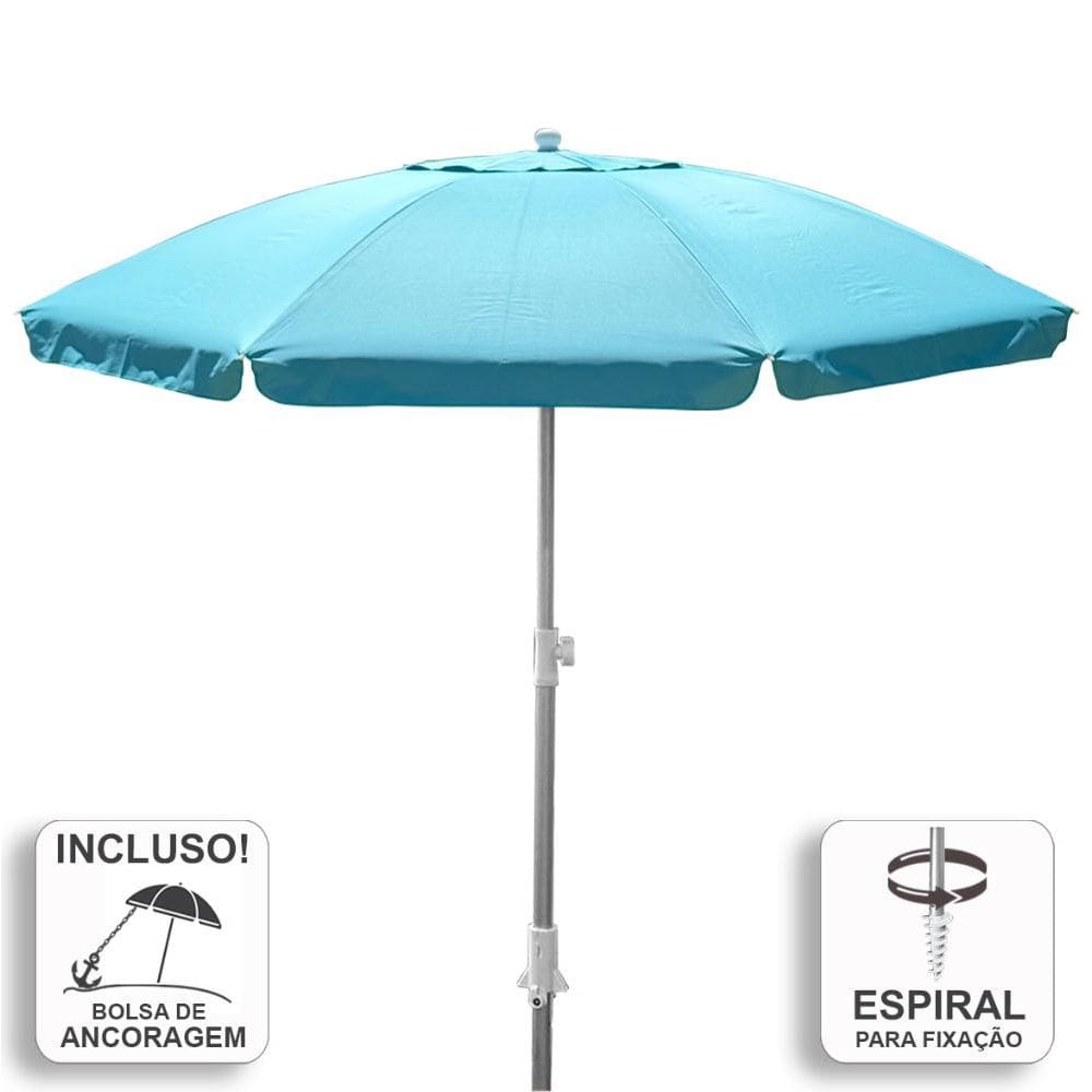 Guarda-Sol Zaka Alumínio 2.5 metros Turquesa Grande Reforçado com Espiral