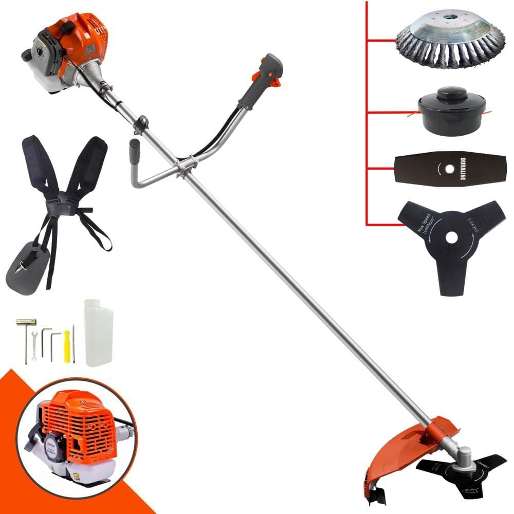 Roçadeira Lateral Tekna RL430ACNTK À Gasolina 43cc 1,7HP Multifuncional Com Carretel e Faca 3 Pontas + EXTRA Faca 40 Dentes e Escova de Aço Circular