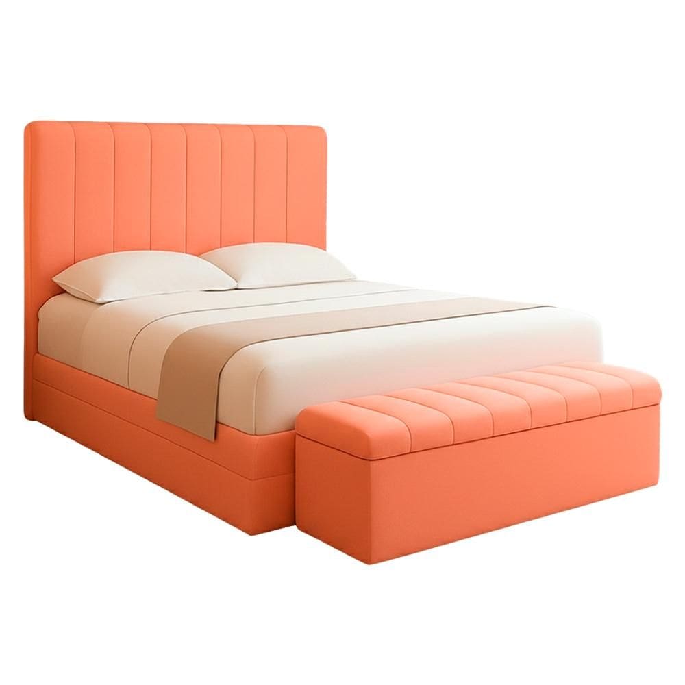 Cabeceira e Recamier Bau Casal 140 cm Dalia Linho Artte