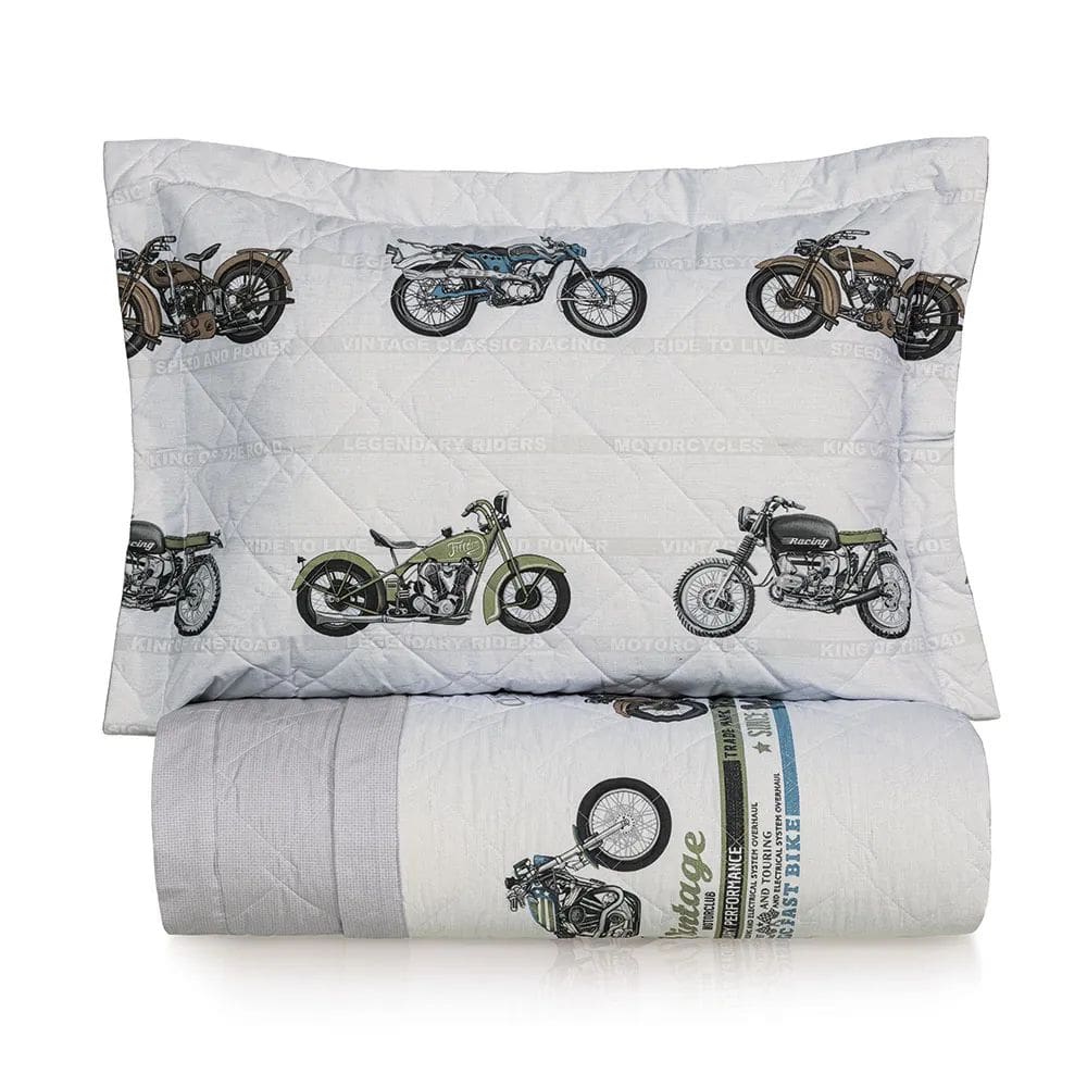 Jogo de Colcha Solteiro Motos - 200 Fios - Karsten