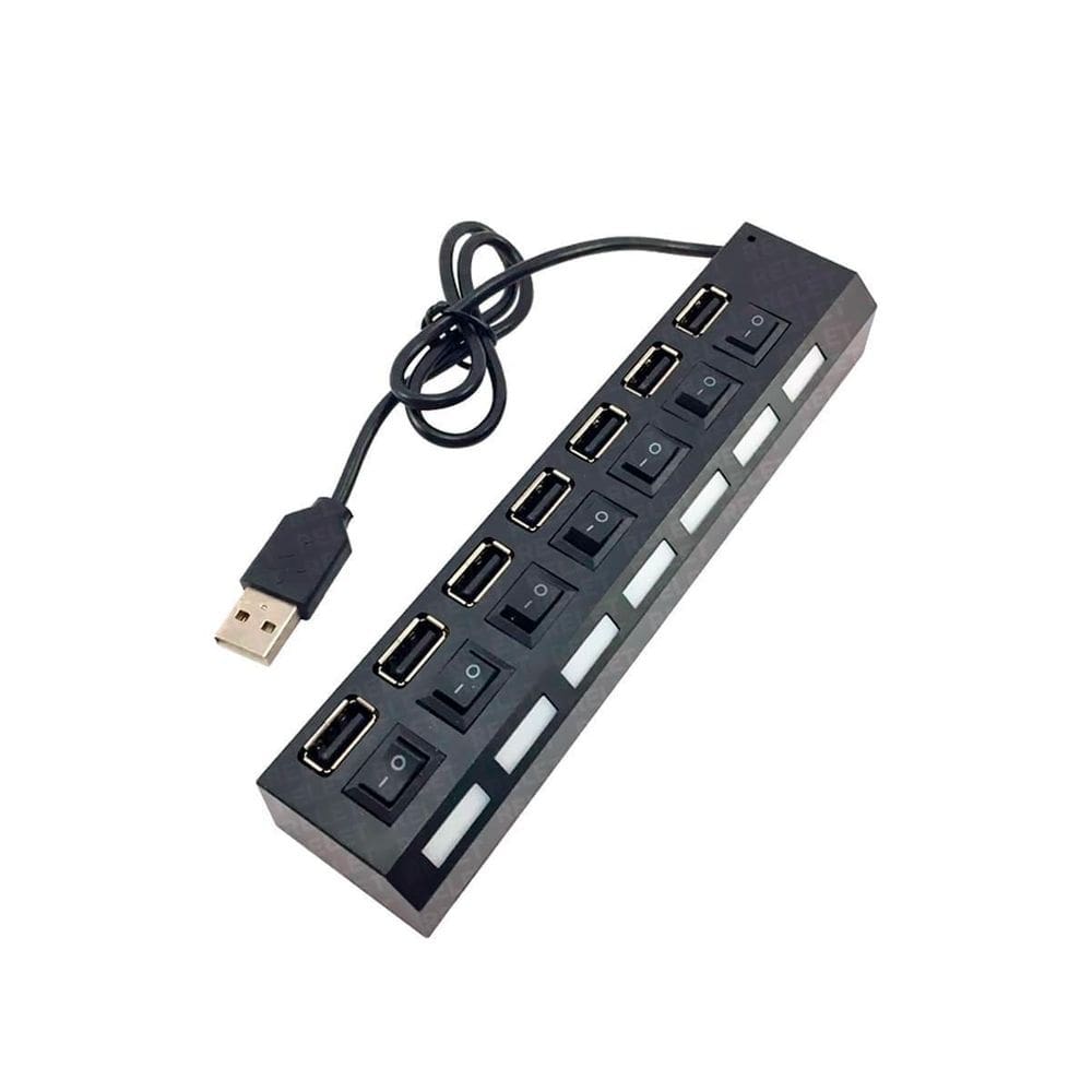 Hub Usb 2.0 Com 7 Portas Switch Liga/Desliga E Led Indicador
