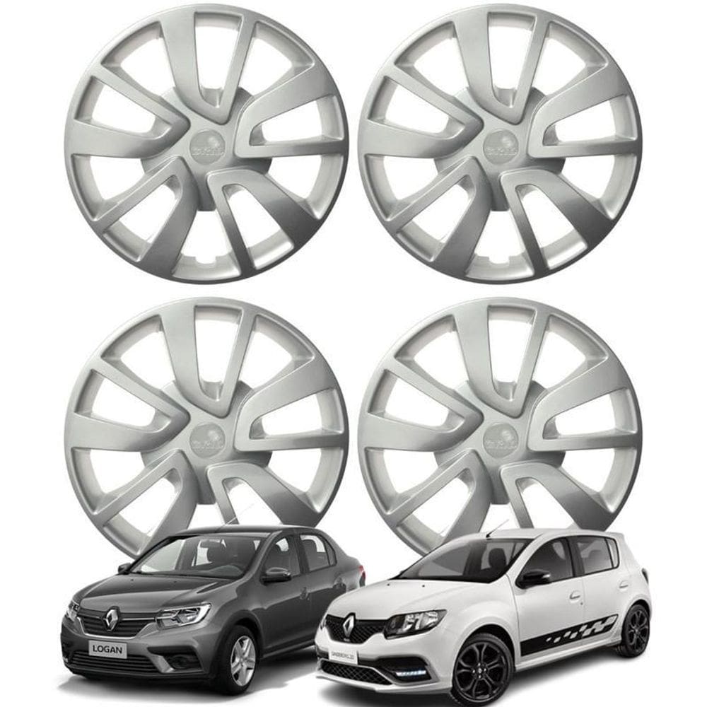 Jogo Calota Aro 15 Logan Sandero 2014-20 Fixação Por Pressão