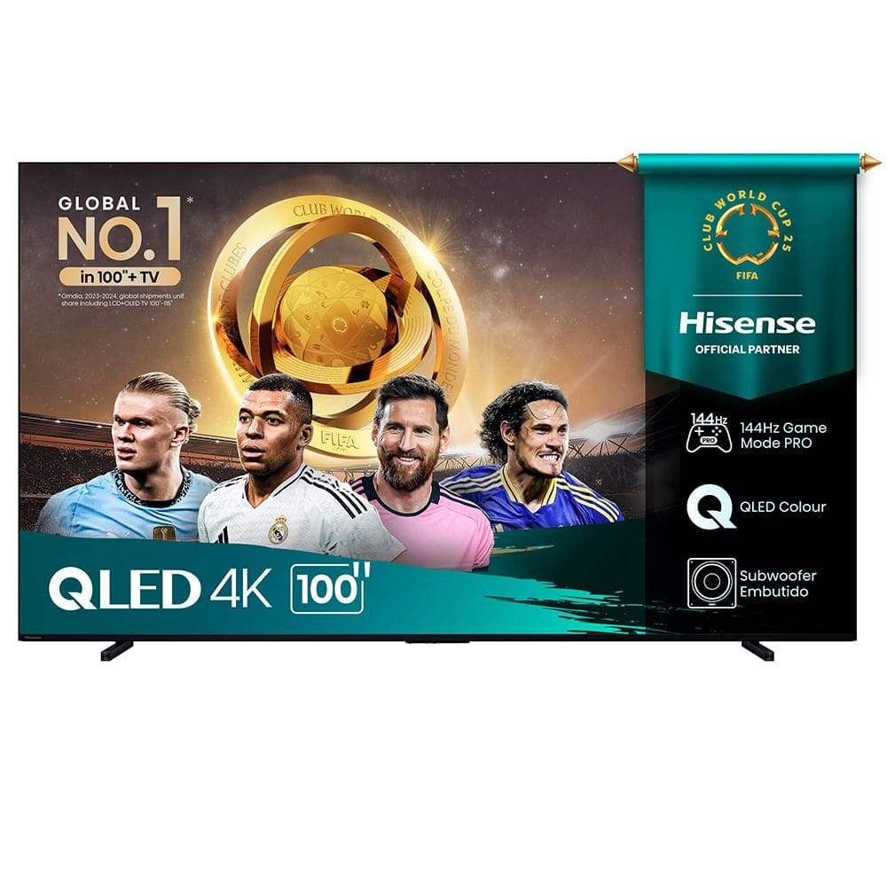 Smart TV 4K Hisense QLED 100” Polegadas com Subwoofer Embutido, Modo Jogo Pro, 144Hz e Wi-Fi - 100Q7QG