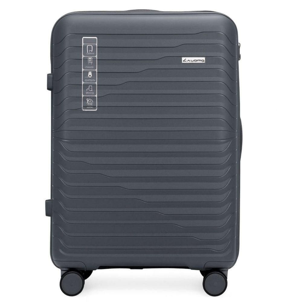 Mala Grande 32kg Viagem Em Polipropileno Anti Impacto Zíper Anti Furto Rodas 360º - Portland - Allabard Grafite