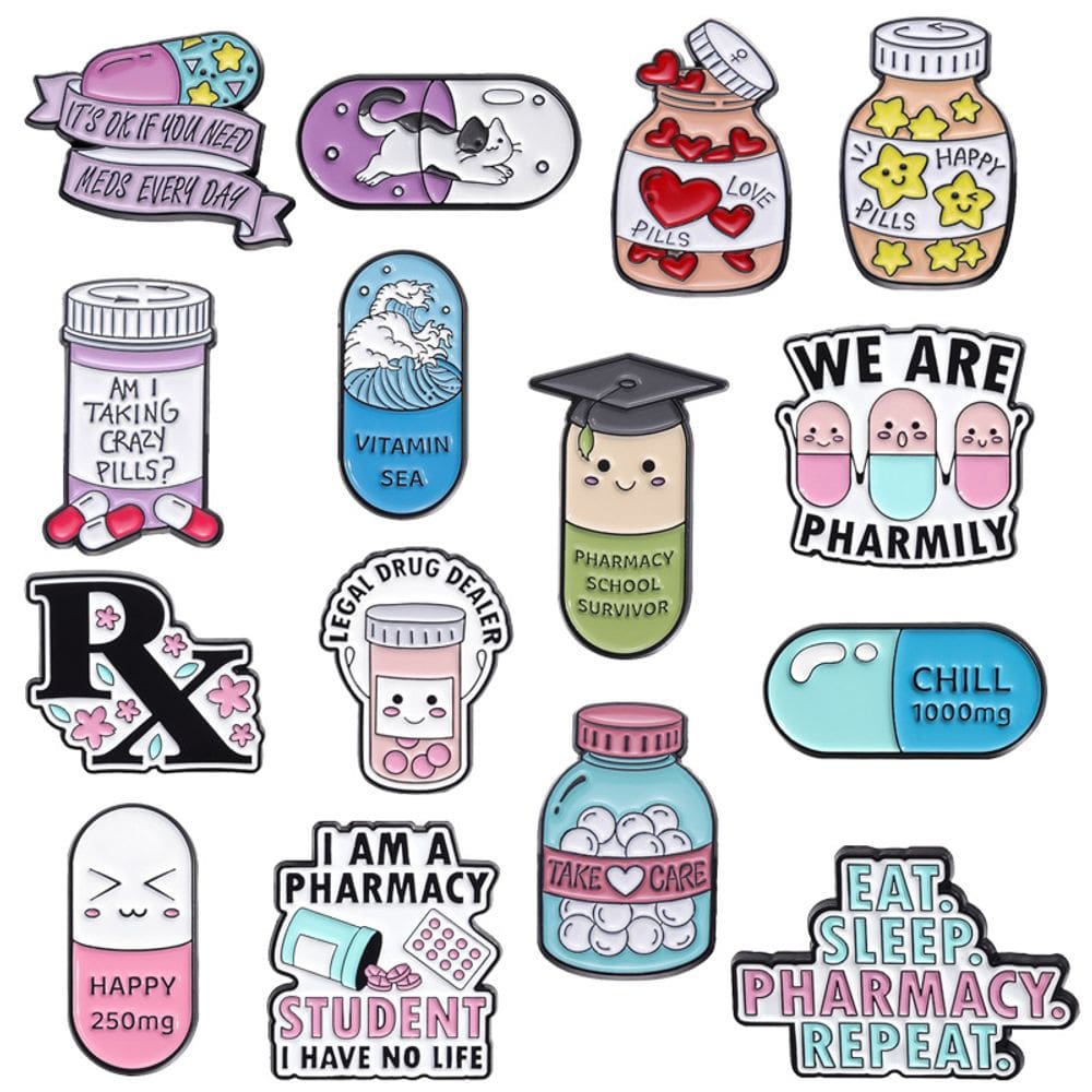 Conjunto de alfinetes de broche, cápsula colorida, alfinetes de blusa engraçados