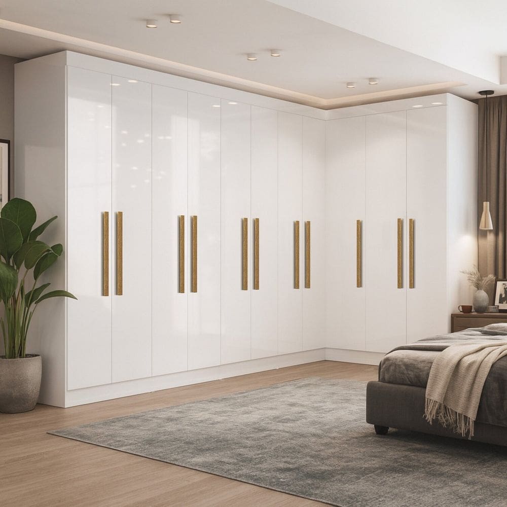 Guarda-roupa de Canto Modulado com Puxadores em Mdf Paris Branco