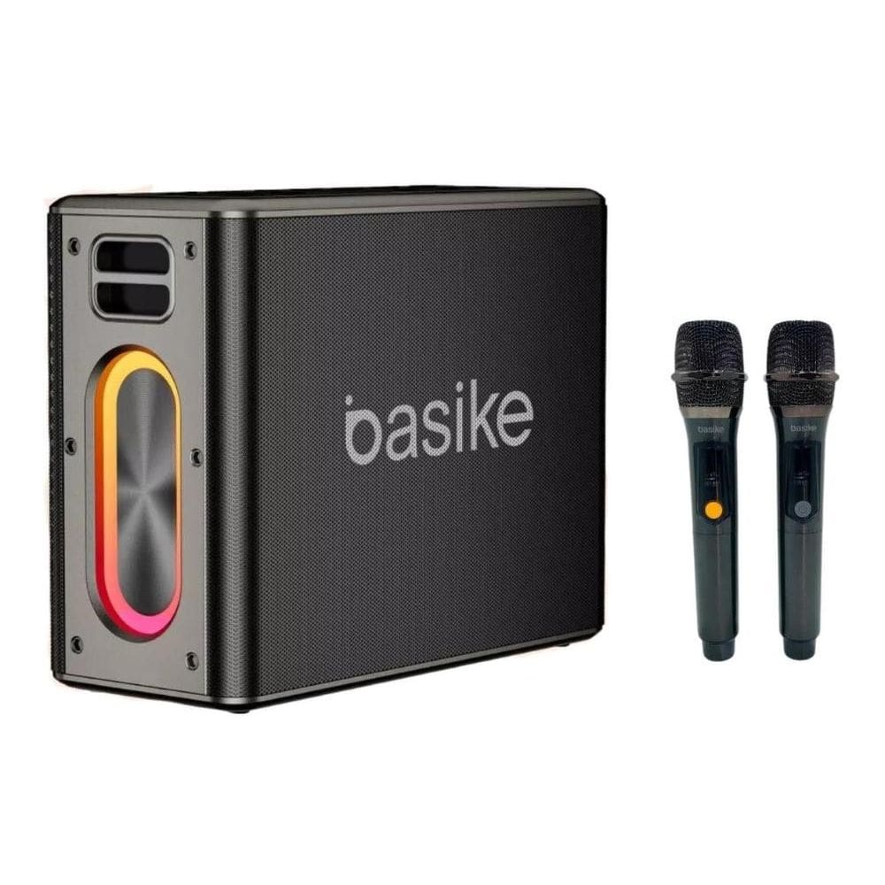 Caixa De Som Bluetooth  Karaokê Rgb 120W  Com 2 Microfones Sem Fio  Basike
