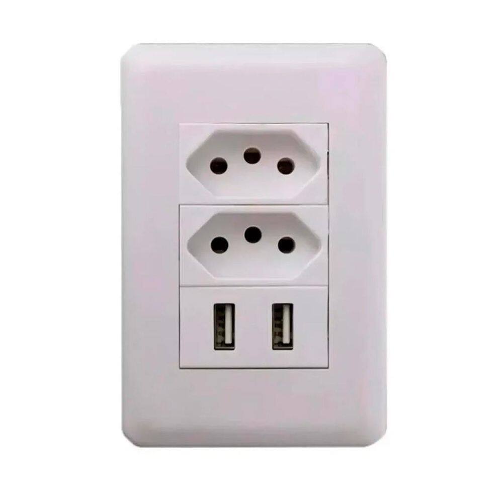 Carregador Usb Parede Tomada Universal Branco Bivolt