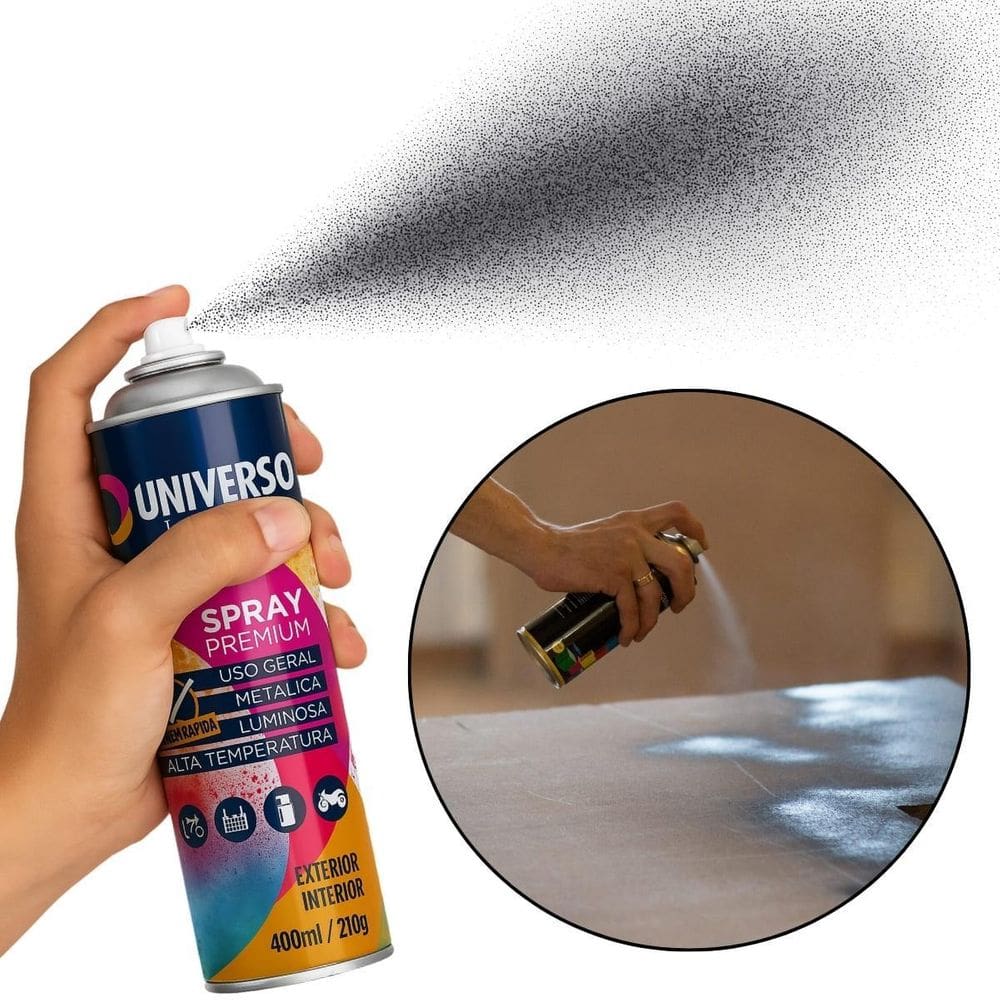 Tinta Spray 400Ml Cinza Grafite Uso Geral Em Aço Ferro Couro