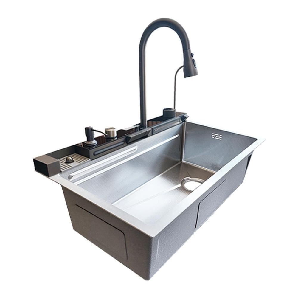 Cuba De Cozinha Smart Prata Com Torneira E Cascata Completa