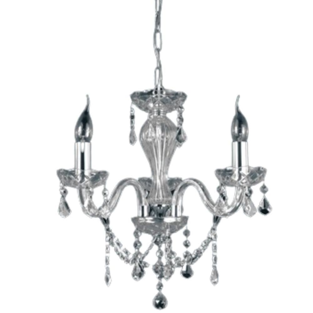 Lustre Pendente Harmonia Cristal 3 Braços Para Led 46 Cm