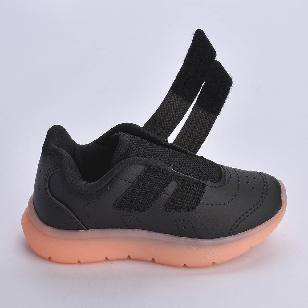 Tênis Kidy Flex Ligth Preto Laranja Neon