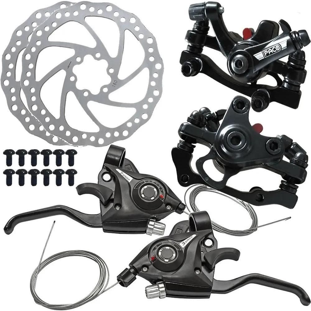 2X Pinças Freio Disco + Alavanca Passador Rapid Fire 21V Bik