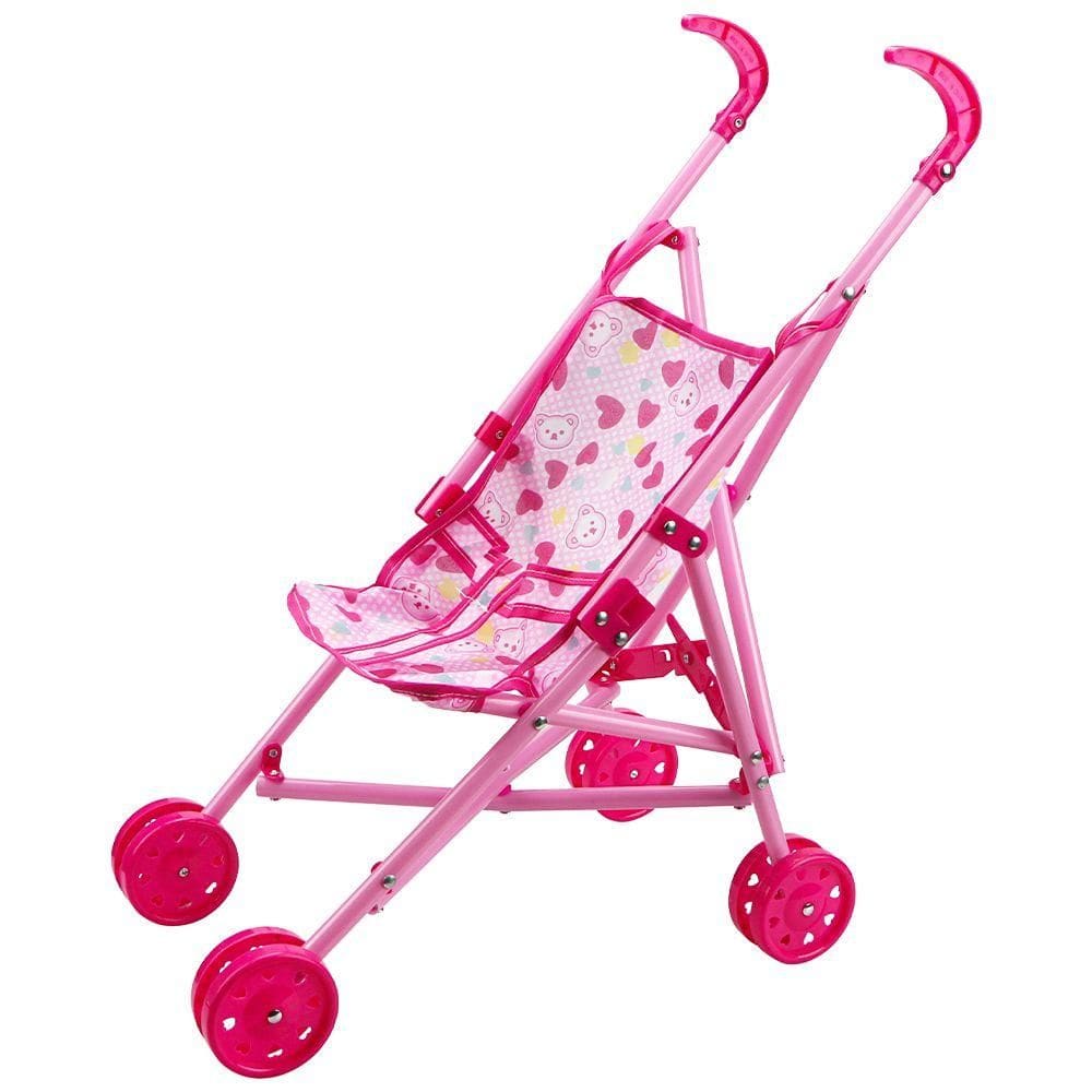Carrinho de Boneca Rosa Girls Dobravel de 53cm Homeplay