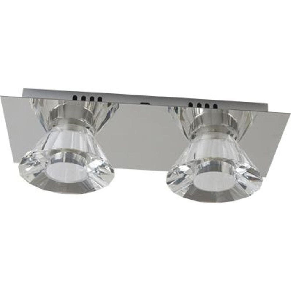 Plafon Retangular Bloco Cristal Conico Duplo Base Inox