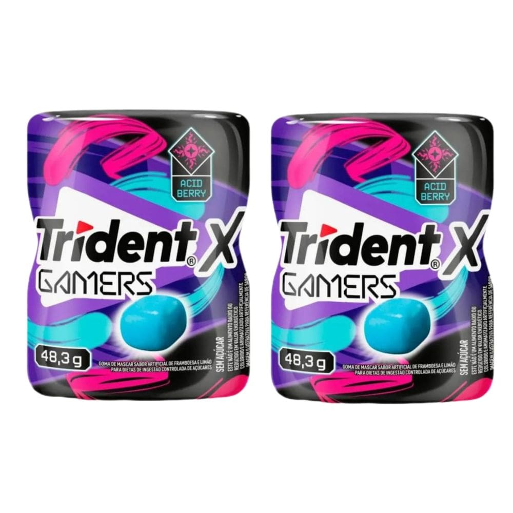 Chiclete Trident Acid Blueberry Gamers Pote 48,3g C/ 2unid