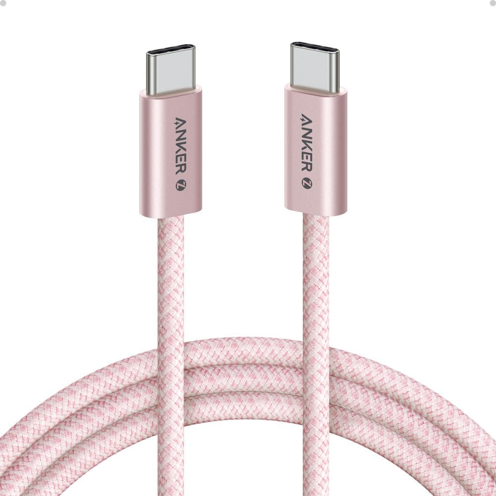 Cabo USB C para USB C Anker Zolo Braided 240 W rosa 6 pés