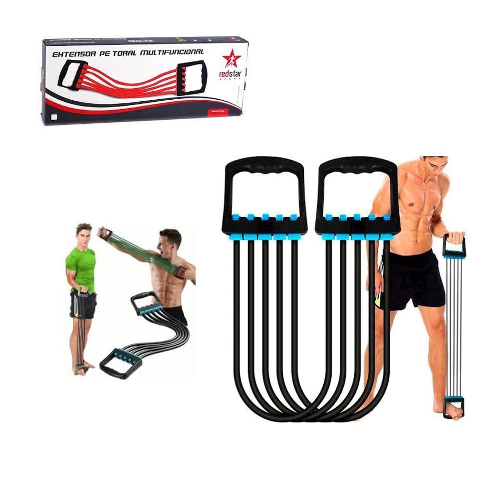 Extensor Peitoral Elástico Ajustável Fitness Tensão 5 Vias