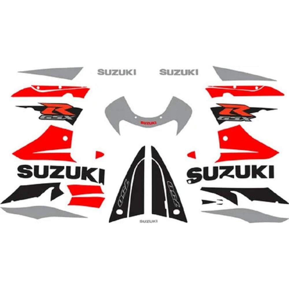 Kit Adesivo Compatível Gsxr 750 2002 Vermelha Prata 75002Vp